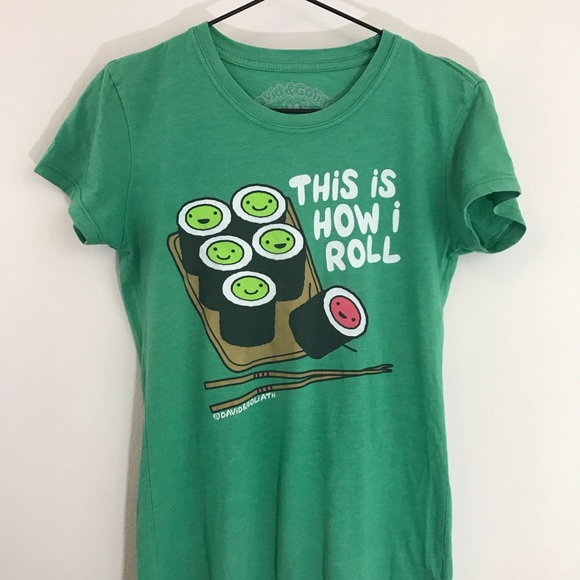 Tops - This Is How I Roll sushi graphic tee, green Tops - This Is How I Roll sushi graphic tee, green